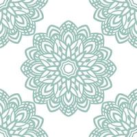 patrón sin costuras de menta de fantasía con mandala ornamental. fondo de flor de garabato redondo abstracto. círculo geométrico floral. vector