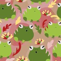 Pattern green bright frogs vector