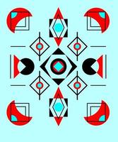 Geometric abstraction of black, red and turquoise vector