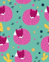 Pattern with pink foxes vector