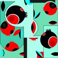 Abstraction with red black grenades Pomegranates vector