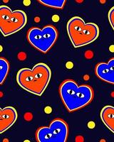 Cool retro hearts pattern vector