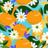 Summer juicy pattern with oranges vector