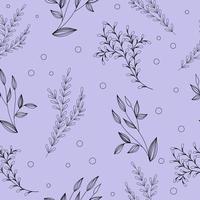 Blue Pattern with line art leaf vector