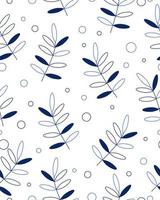 White pattern with blue twigs vector