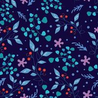 Dark pattern with colorful floral vector