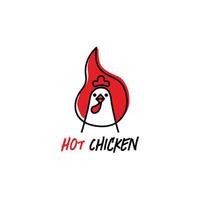 pollo con fuego, concepto de logotipo de pollo picante para restaurante vector