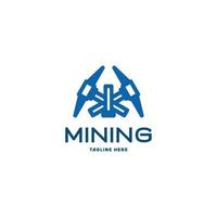 concepto de logotipo de combinación de minería y w con color azul vector