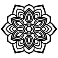 vista superior de la flor de garabato de contorno negro para colorear libro, impresión, logotipo, icono. cabeza grande de una flor. mandala ornamental aislado sobre fondo blanco. elemento de círculo geométrico. vector