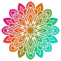 Colorful gradient flower mandala. Hand drawn decorative element. Ornamental round doodle floral element isolated on white background. vector