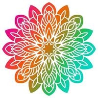 Colorful gradient flower mandala. Hand drawn decorative element. Ornamental round doodle floral element isolated on white background. vector