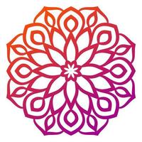 mandala de flores de degradado de colores. elemento decorativo dibujado a mano. elemento floral de fideos redondos ornamentales aislado sobre fondo blanco. vector