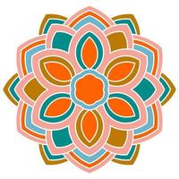 Cute colorful Mandala. Ornamental round doodle flower isolated on white background. Geometric decorative ornament in ethnic oriental style. vector