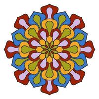 lindo colorido mandala. flor de garabato redonda ornamental aislada sobre fondo blanco. ornamento decorativo geométrico en estilo étnico oriental. vector