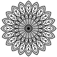 esquema mandala. flor de garabato redonda ornamental aislada sobre fondo blanco. elemento de círculo geométrico. vector