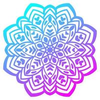 Colorful gradient flower mandala. Hand drawn decorative element. Ornamental round doodle floral element isolated on white background. vector