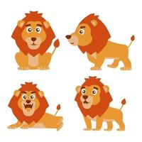 collection of lion clip art with cartoon design vector