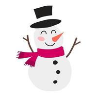 imágenes prediseñadas de muñeco de nieve en traje de Navidad con diseño de dibujos animados vector