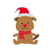 clip art of puppy in xmas costume with cartoon design vector