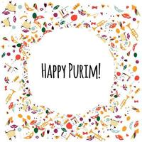 Vector illustration Happy Purim carnival set of design elements.