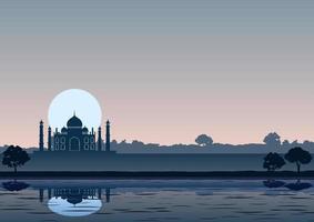 diseño de silueta de fondo de taj mahal vector