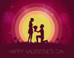 Silhouette design of valentine's day of man give flower to woman vector