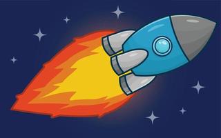 Flying Rocket in Space Free Vector Illustration