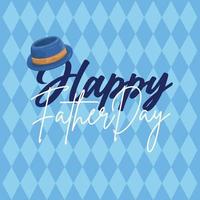 Happy fathers day with hat. hand lettering card.diamond pattern. Free Vector