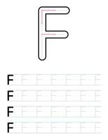 Tracing uppercase letter f worksheet for kids vector