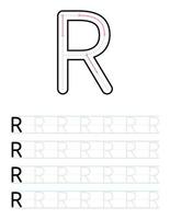 Tracing uppercase letter r worksheet for kids vector
