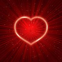 Sparkling heart on red abstract glowing background vector