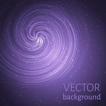Ultra violet cosmic abstract background. Spiral and sparkling particles vector illustration. Easy to edit design template.