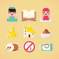Fasting Stickers Set vector