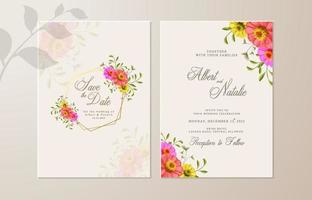 plantilla de invitación de boda de doble cara con girasol vector