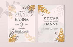 Wedding invitation template pack with save the date vector