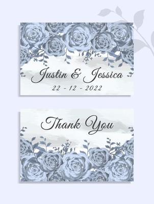 Wedding invitation template with thank you card