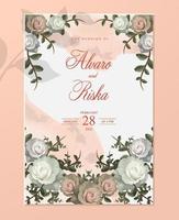 plantilla de invitación de boda con tema floral vector
