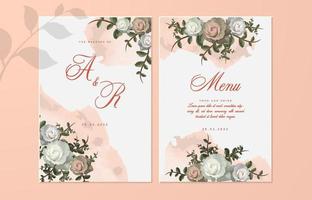 Wedding invitation template with menu vector