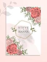 Wedding invitation template with flower theme vector