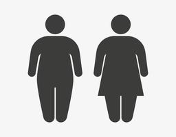 icono de pareja gorda. Ilustración de vector de hombre y mujer obesos aislado sobre fondo blanco