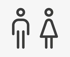Man and woman pictogram isolated on white background. Restroom icon. Stick figures of man and woman. Male and female outline editable icons. Couple pictogram. Simple line vector of gender