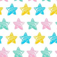 seamless pattern with colorful doodle stars. vector