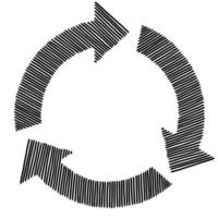Sketch doodle recycle reuse symbol isolated on white background. vector illustration.