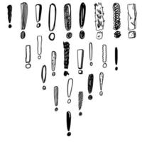 Set of hand drawn exclamation marks. doodle exclamation points set. vector illustration.