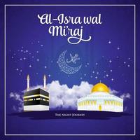 Al-Isra wal Mi'raj. translation Happy isra Mi'raj. vector