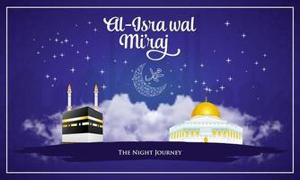 Al-Isra wal Mi'raj. translation Happy isra Mi'raj. vector