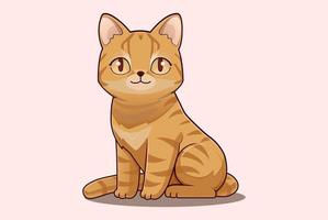 Cute cat on flat background vector illustration