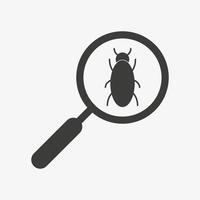 Entomology vector icon isolated on white background. Bug in a magnifying glass