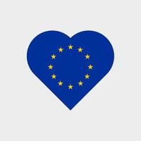 The flag of the European Union in a heart shape. Europe flag vector icon isolated on white background