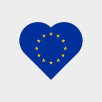 The flag of the European Union in a heart shape. Europe flag vector icon isolated on white background